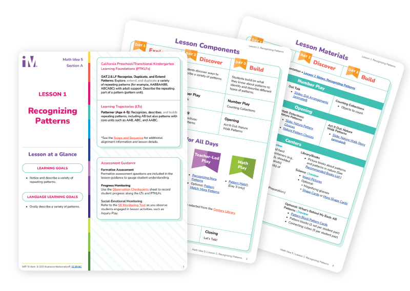 IM TK Math Sample Lesson