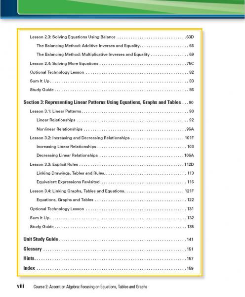 Accent on Algebra TE TOC page viii.JPG