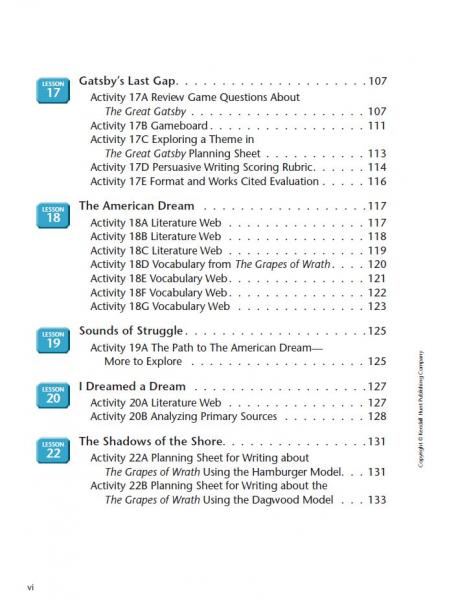 American Dream SE TOC page vi.JPG