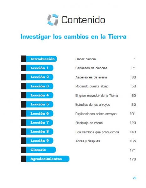 Changing Earth Spanish TOC page vii.JPG